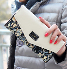 3Fold Flowers Printing PU Leather Wallet