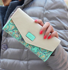 3Fold Flowers Printing PU Leather Wallet