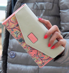 3Fold Flowers Printing PU Leather Wallet