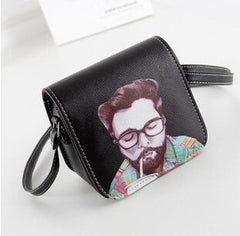 Women Cat Wearing Big Glasses Print Shoulder Handbag