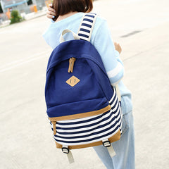 Cute Canvas Striped Printing Women Backpack