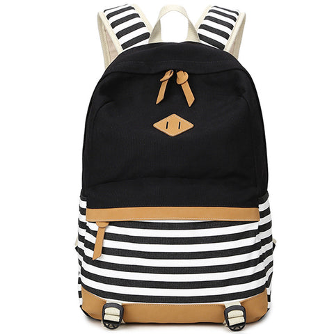 Cute Canvas Striped Printing Women Backpack