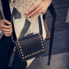Women Small PU Leather Messenger Bag