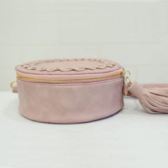 Women Tassel Round Weave Cross Body Bag