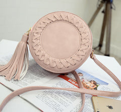 Women Tassel Round Weave Cross Body Bag