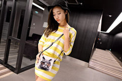 Women Cat Wearing Big Glasses Print Shoulder Handbag