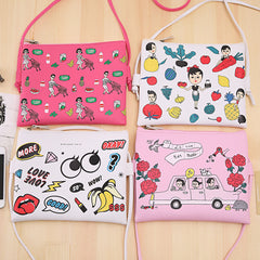 Cartoon Printed Women Graffiti Handbag
