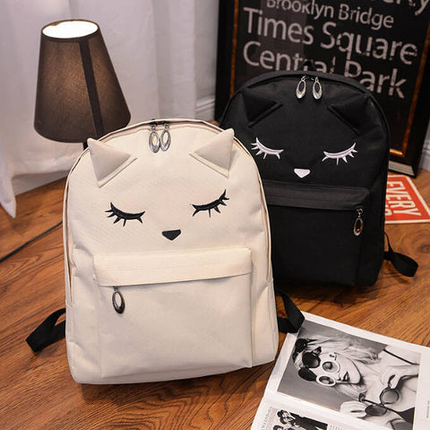 Cute Cartoon Embroidery Cat Printing Backpack