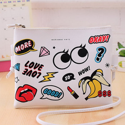 Cartoon Printed Women Graffiti Handbag