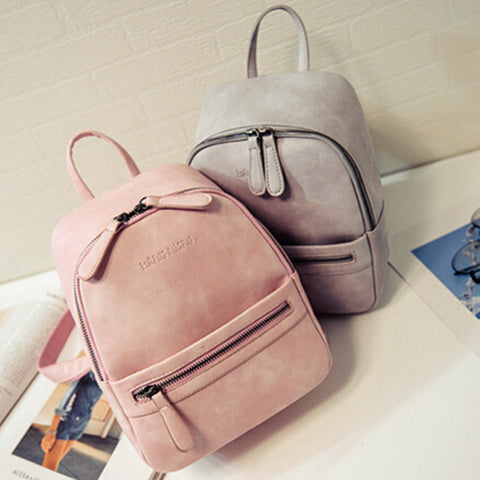 Casual PU Ladies Backpack Candy Color