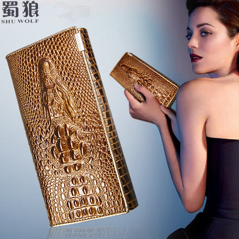 3D Embossing Alligator Ladies Crocodile Long Clutch