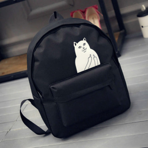 Japanese Cat School Canvas Backpack