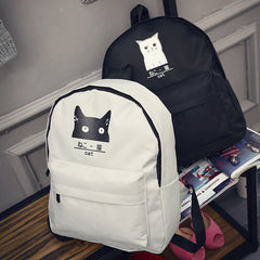 Japanese Cat School Canvas Backpack