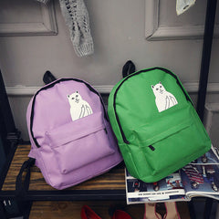 Japanese Cat School Canvas Backpack