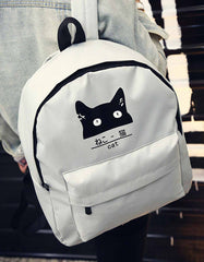 Japanese Cat School Canvas Backpack